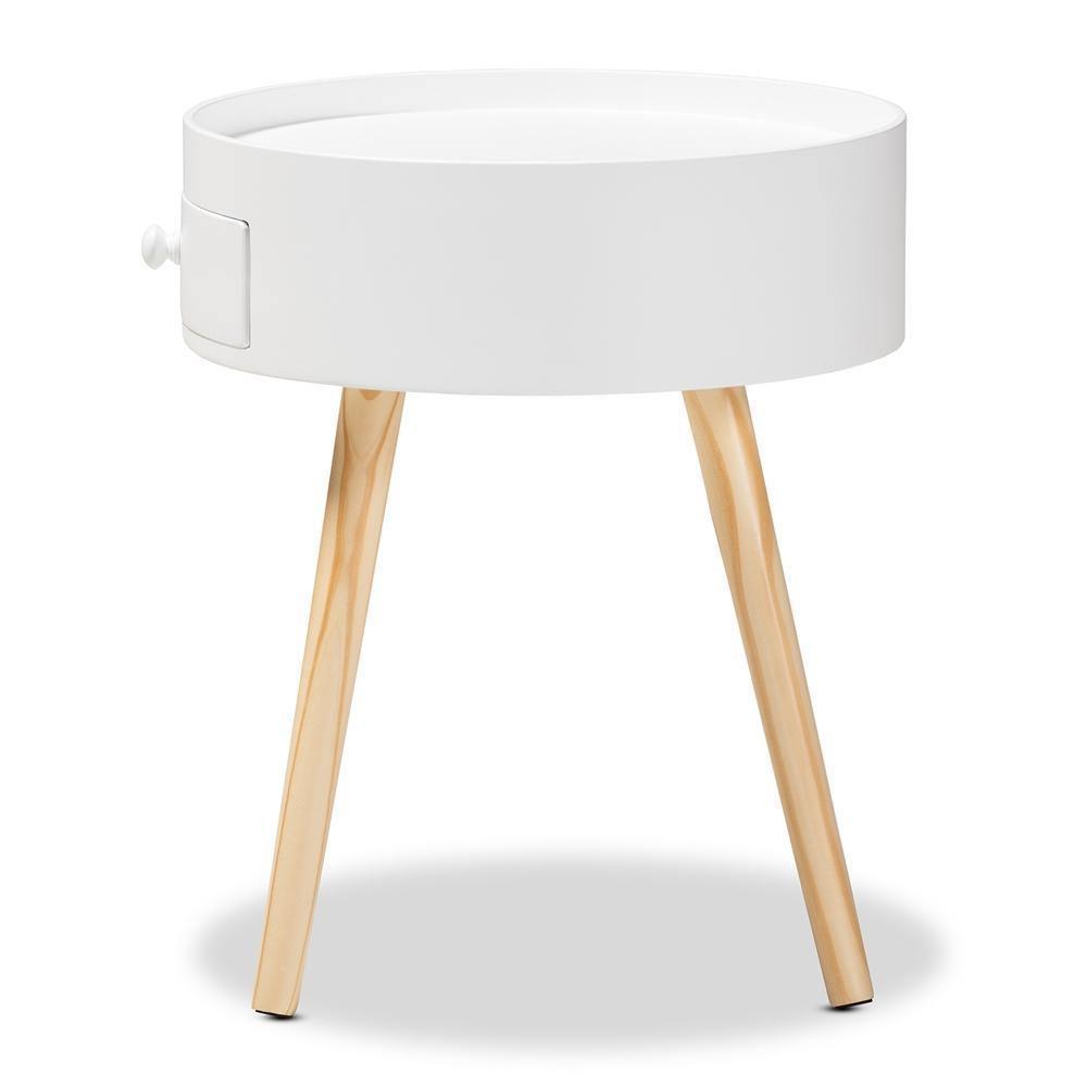 Jessen Mid-Century Modern White 1-Drawer Wood Nightstand FredCo
