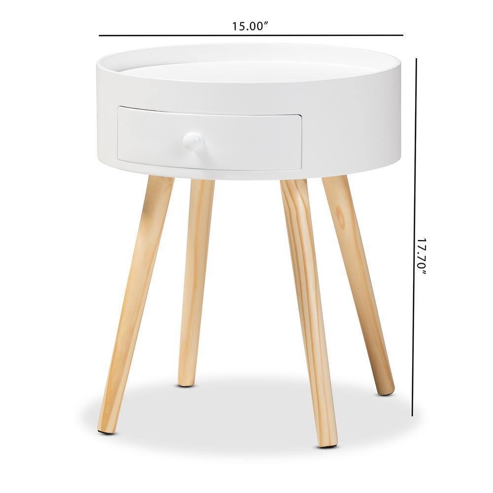 Jessen Mid-Century Modern White 1-Drawer Wood Nightstand FredCo