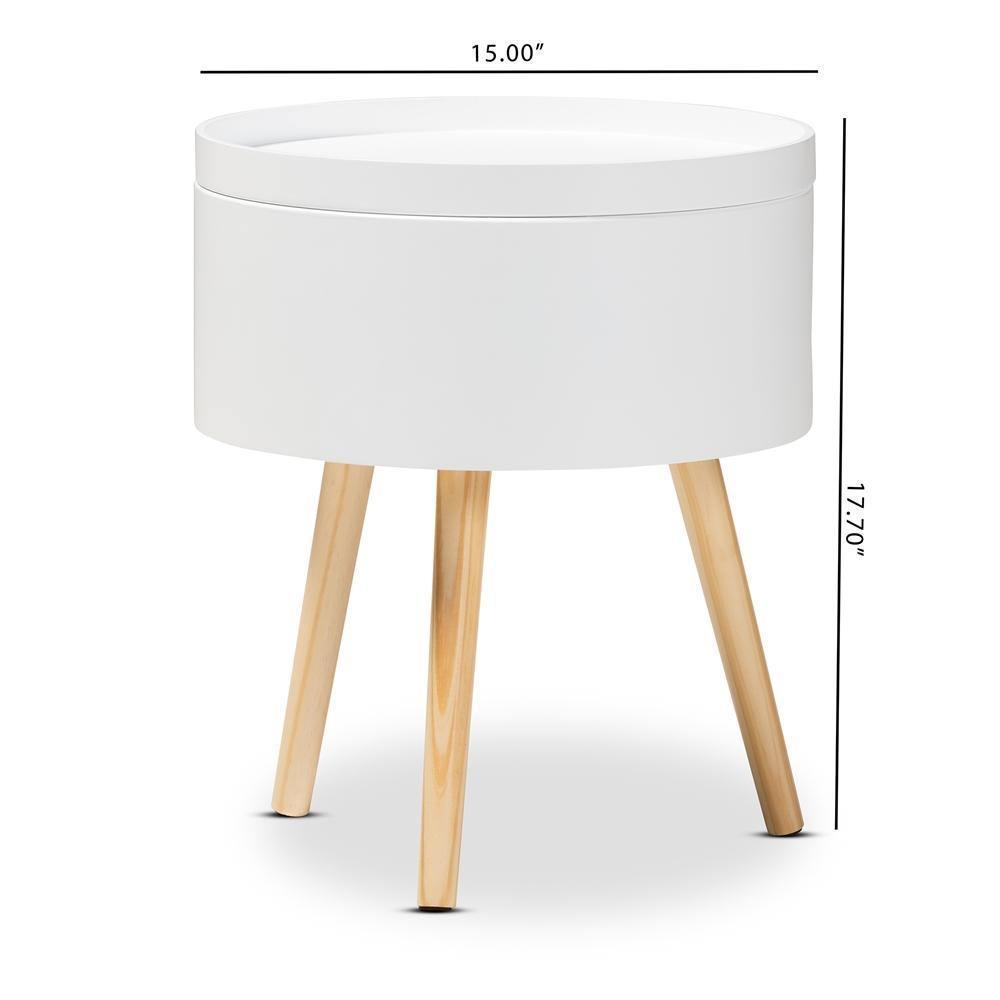 Jessen Mid-Century Modern White Wood Nightstand with Removable Top FredCo