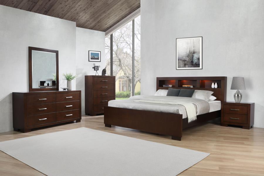Jessica Bedroom Set with Bookcase Headboard Cappuccino Coaster Queen 5 Piece FredCo