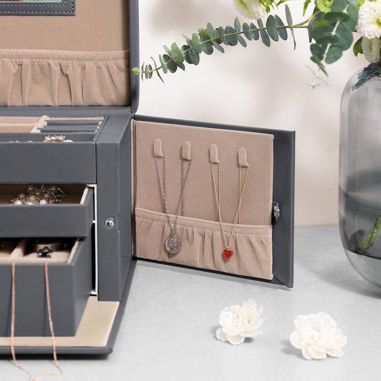 Jewelry Organizer Case with 2 Drawers Gray FredCo
