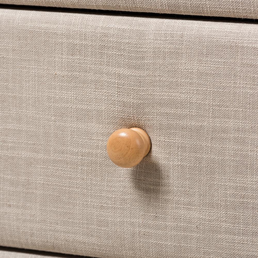 Jonesy Mid-Century Beige Linen Upholstered 6-Drawer Dresser FredCo