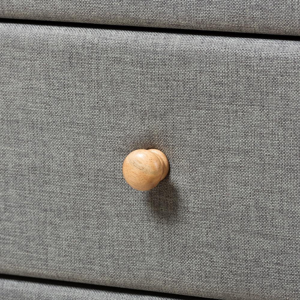 Jonesy Mid-Century Grey Fabric Upholstered 6-Drawer Dresser FredCo
