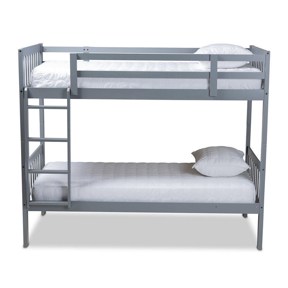 Jude Modern and Contemporary Grey Finished Wood Twin Size Bunk Bed FredCo