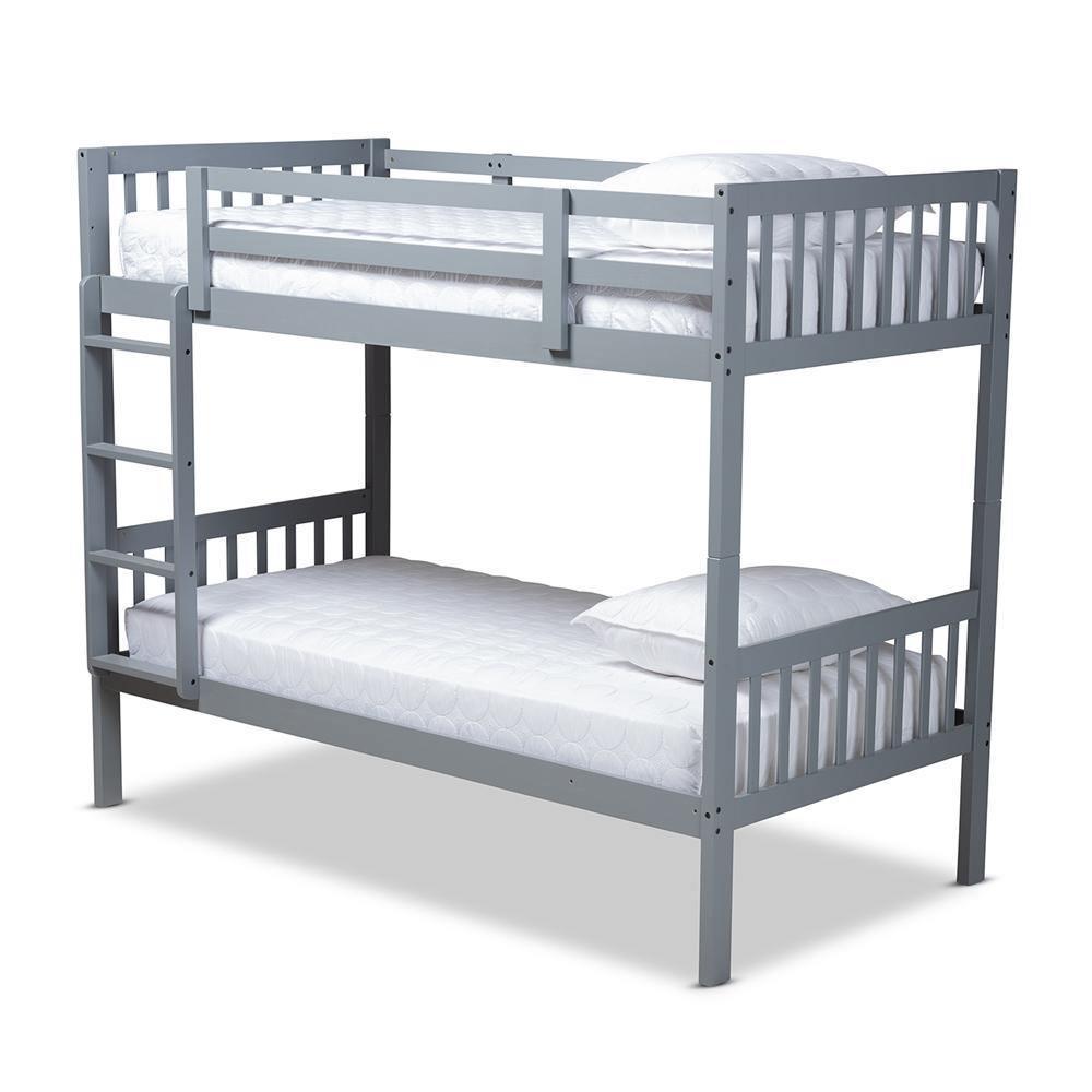 Jude Modern and Contemporary Grey Finished Wood Twin Size Bunk Bed FredCo