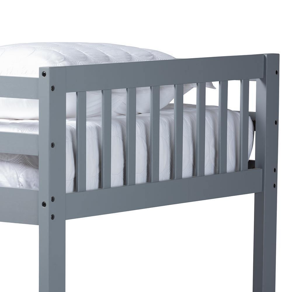 Jude Modern and Contemporary Grey Finished Wood Twin Size Bunk Bed FredCo