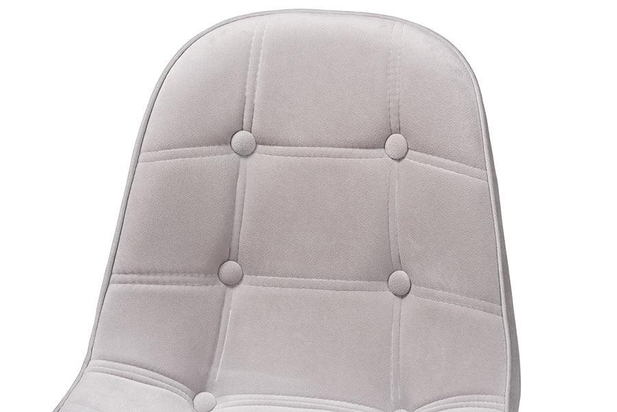 Kabira Contemporary Glam and Luxe Grey Velvet Fabric and Gold Metal Swivel Office chair FredCo