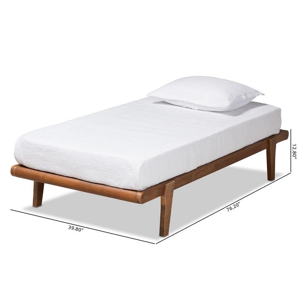 Kaia Mid-Century Modern Walnut Brown Finished Wood Twin Size Platform Bed Frame FredCo