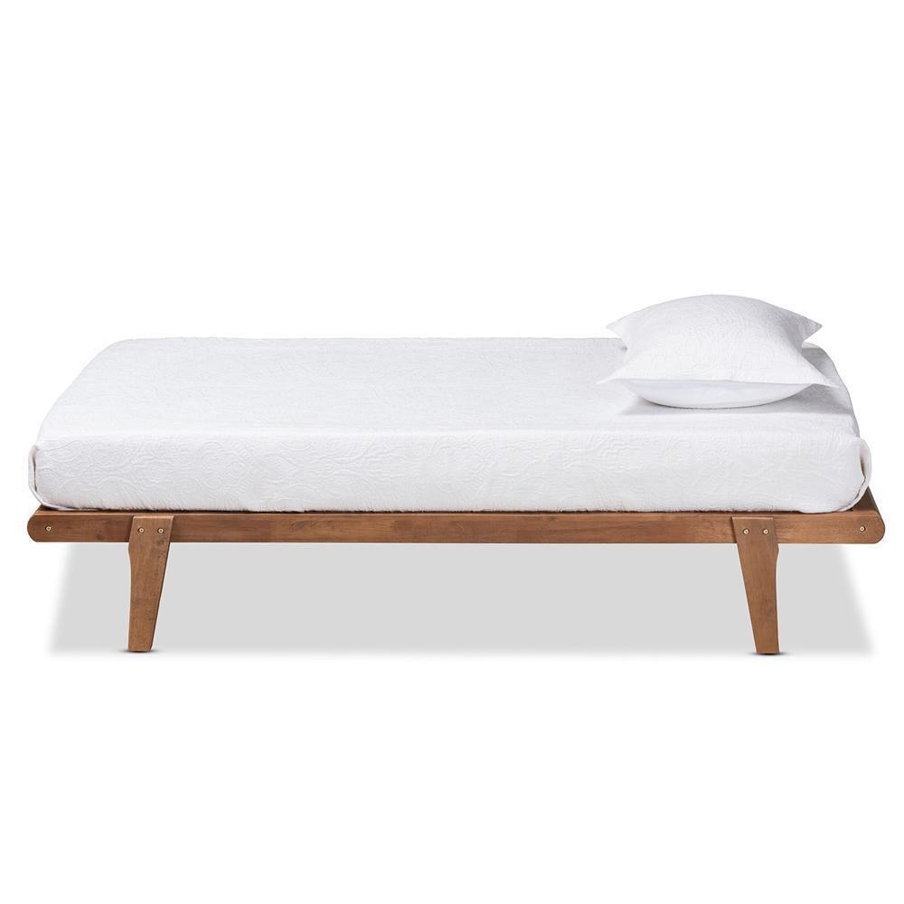 Kaia Mid-Century Modern Walnut Brown Finished Wood Twin Size Platform Bed Frame FredCo