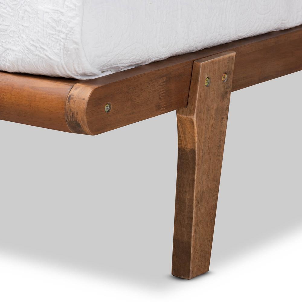Kaia Mid-Century Modern Walnut Brown Finished Wood Twin Size Platform Bed Frame FredCo