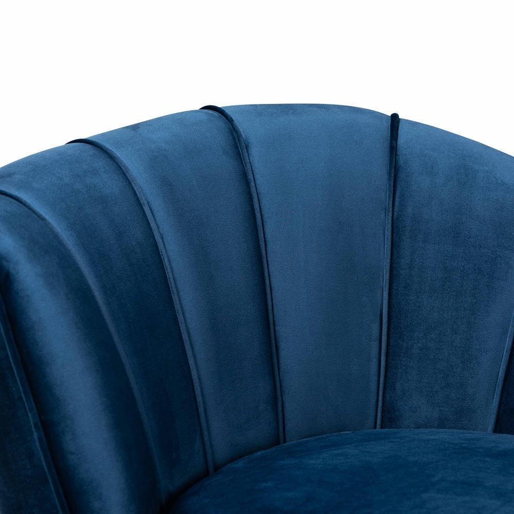 Kailyn Glam and Luxe Navy Blue Velvet Fabric Upholstered and Gold Finished Sofa FredCo