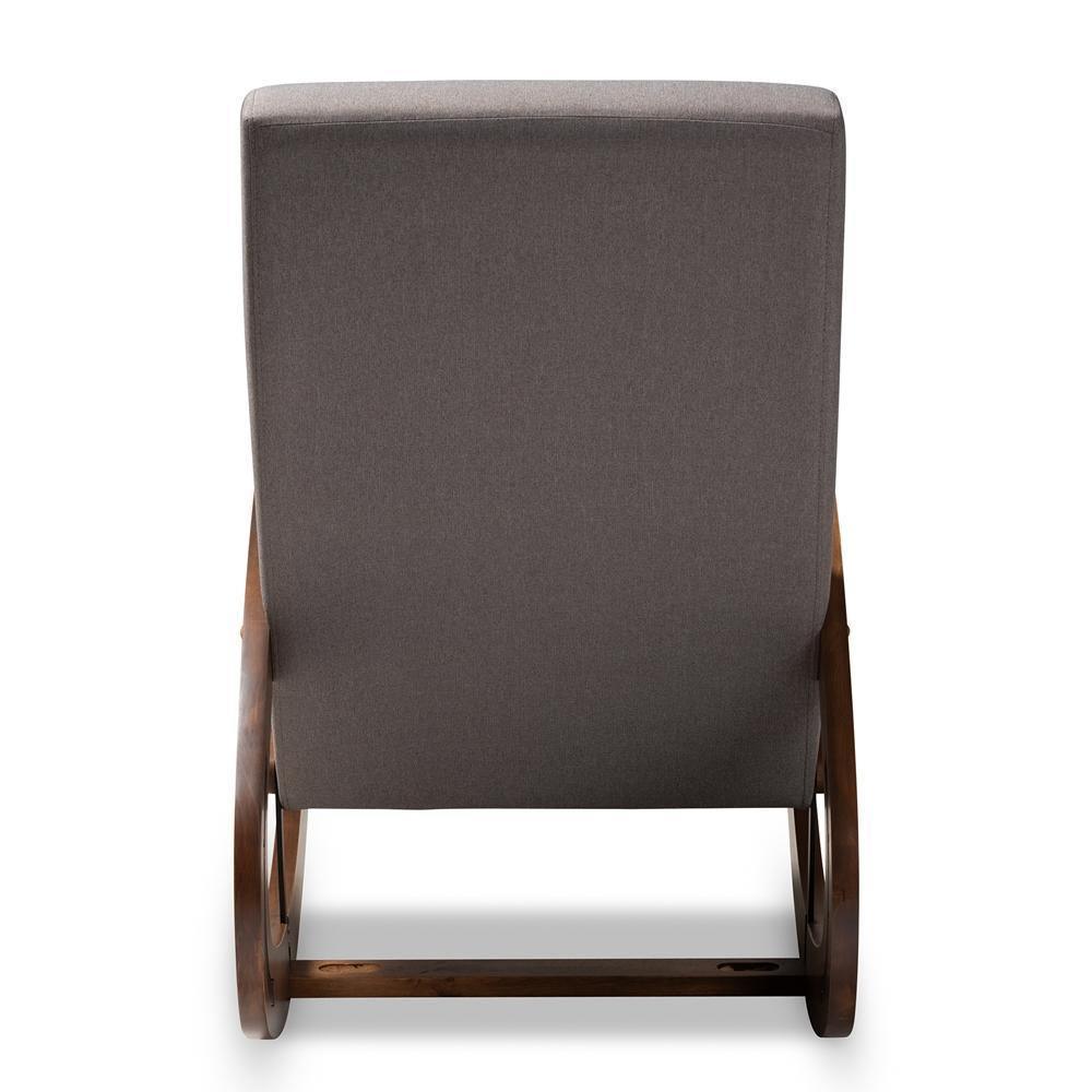 Kaira Modern and Contemporary Gray Fabric Upholstered and Walnut-Finished Wood Rocking Chair FredCo