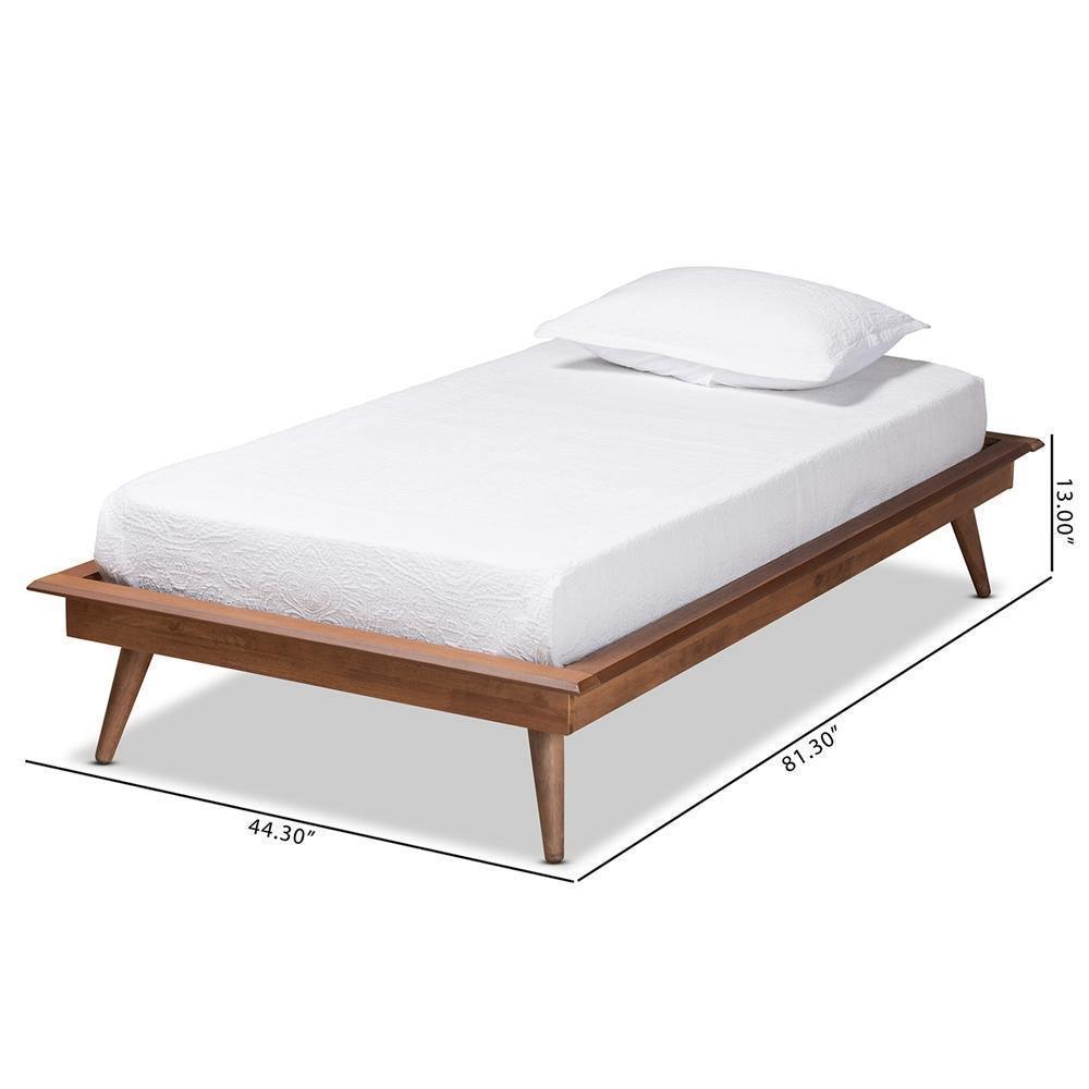 Karine Mid-Century Modern Walnut Brown Finished Wood Twin Size Platform Bed Frame FredCo