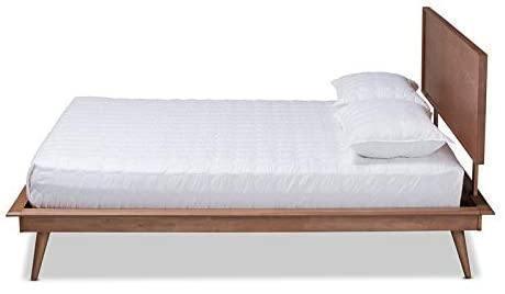 Karine Mid-Century Wood Full Platform Bed in Walnut Brown FredCo