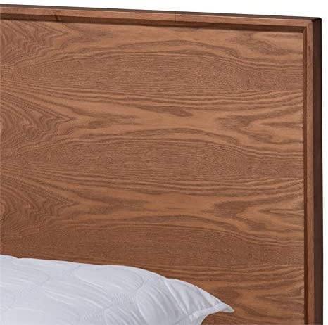 Karine Mid-Century Wood Full Platform Bed in Walnut Brown FredCo
