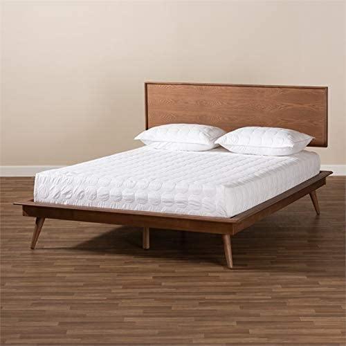 Karine Mid-Century Wood Full Platform Bed in Walnut Brown FredCo