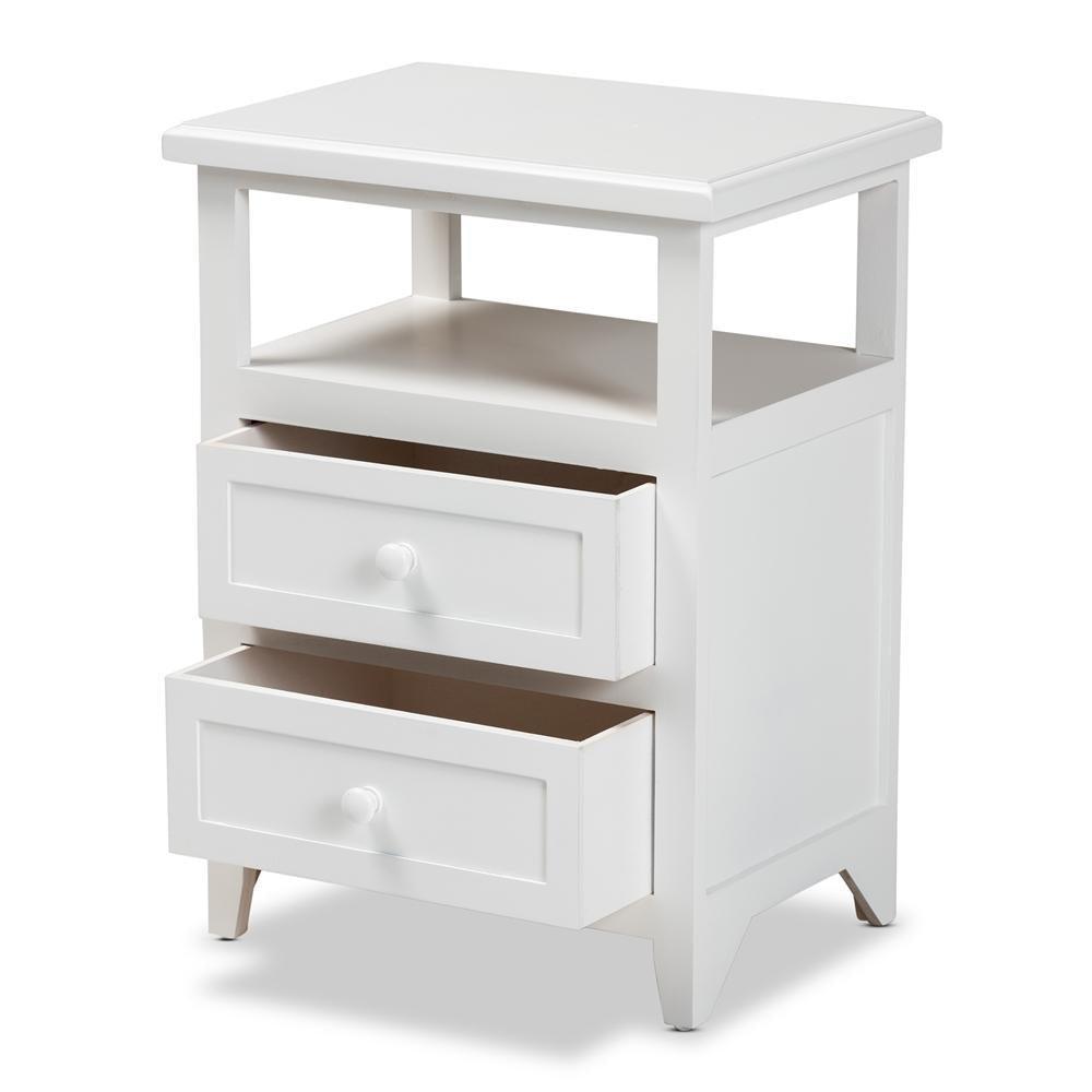 Karsen Modern and Contemporary White Finished Wood 2-Drawer Nightstand FredCo