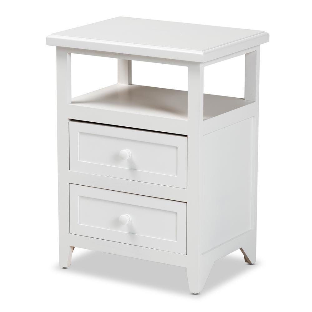Karsen Modern and Contemporary White Finished Wood 2-Drawer Nightstand FredCo