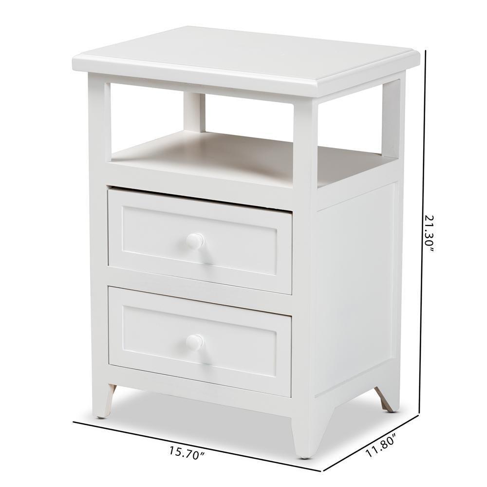 Karsen Modern and Contemporary White Finished Wood 2-Drawer Nightstand FredCo