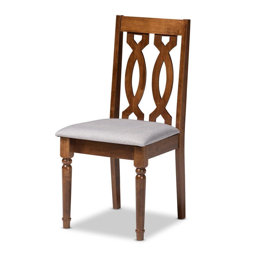 Kasia Modern and Contemporary Grey Fabric Upholstered and Walnut Brown Finished Wood 5-Piece Dining Set FredCo