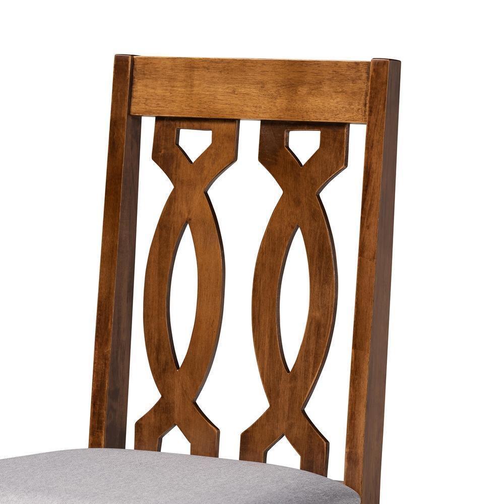 Kasia Modern and Contemporary Grey Fabric Upholstered and Walnut Brown Finished Wood 5-Piece Dining Set FredCo