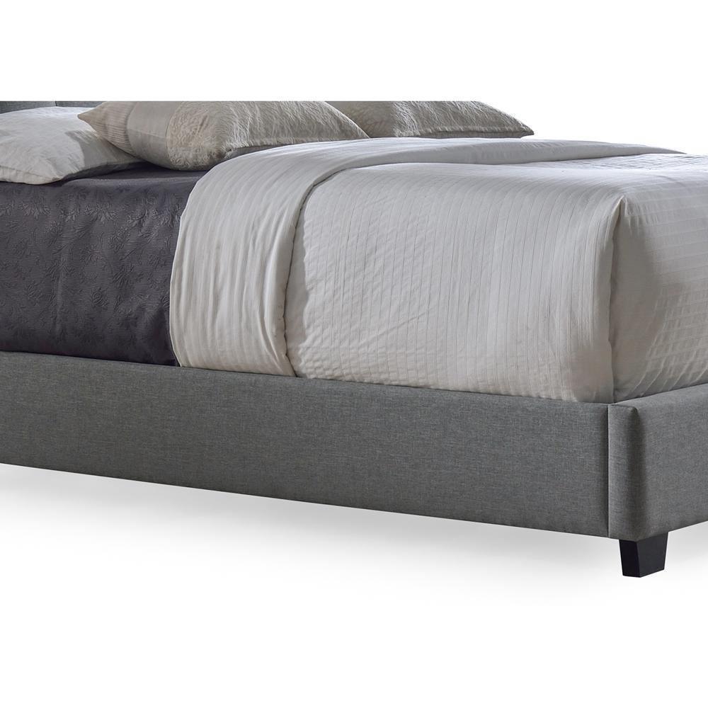 Katherine Contemporary Grey Fabric Nail head Trim King Size Wingback Bed FredCo