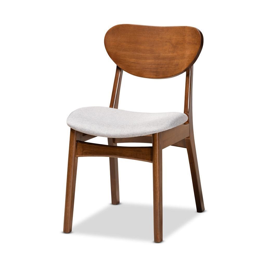 Katya Mid-Century Modern Grey Fabric Upholstered and Walnut Brown Finished Wood 5-Piece Dining Set FredCo