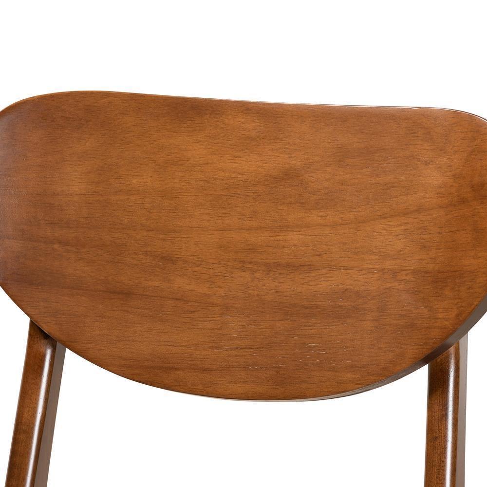 Katya Mid-Century Modern Grey Fabric Upholstered and Walnut Brown Finished Wood 5-Piece Dining Set FredCo