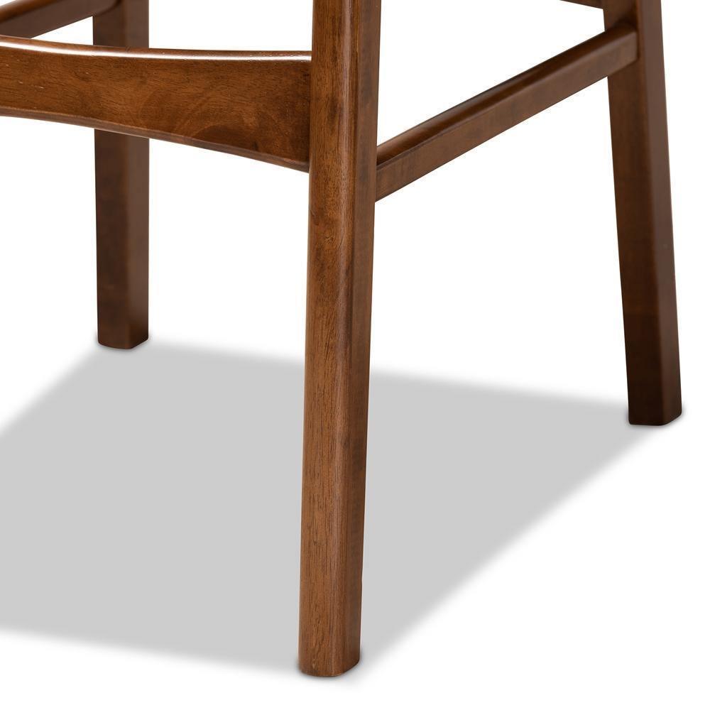 Katya Mid-Century Modern Sand Fabric Upholstered and Walnut Brown Finished Wood 2-Piece Bar Stool Set FredCo