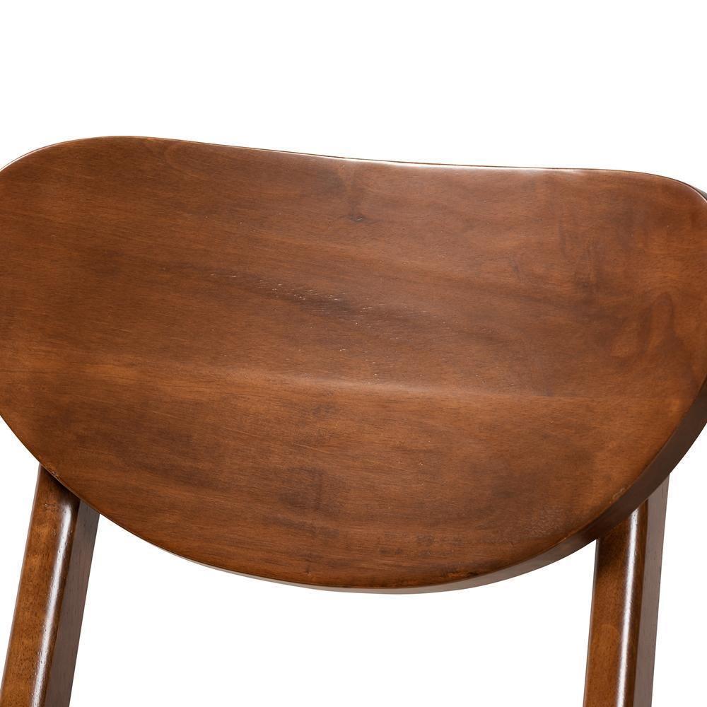 Katya Mid-Century Modern Sand Fabric Upholstered and Walnut Brown Finished Wood 2-Piece Bar Stool Set FredCo
