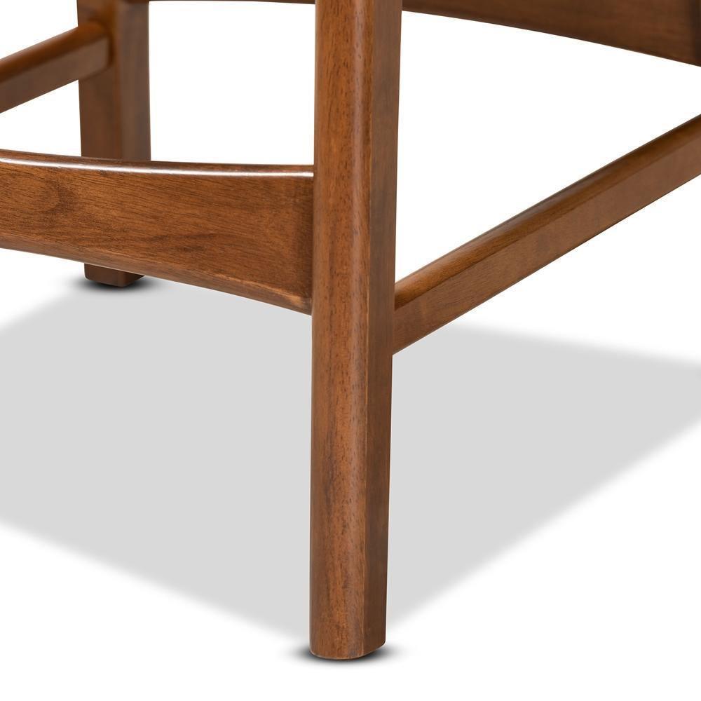 Katya Mid-Century Modern Sand Fabric Upholstered and Walnut Brown Finished Wood 2-Piece Counter Stool Set FredCo