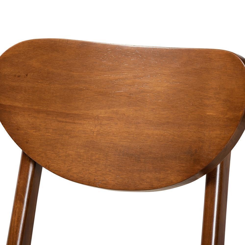 Katya Mid-Century Modern Sand Fabric Upholstered and Walnut Brown Finished Wood 2-Piece Counter Stool Set FredCo