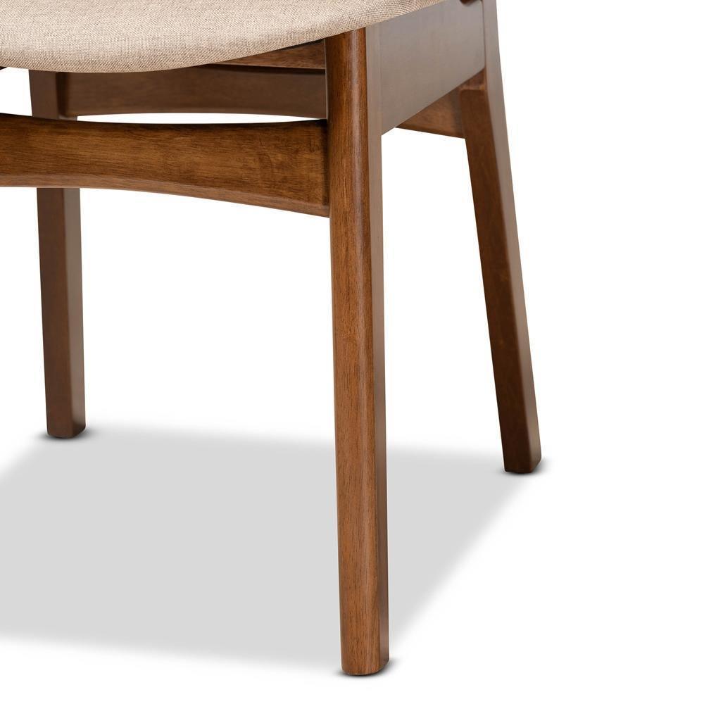 Katya Mid-Century Modern Sand Fabric Upholstered and Walnut Brown Finished Wood 5-Piece Dining Set FredCo