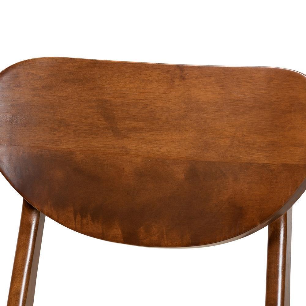 Katya Mid-Century Modern Sand Fabric Upholstered and Walnut Brown Finished Wood 5-Piece Dining Set FredCo