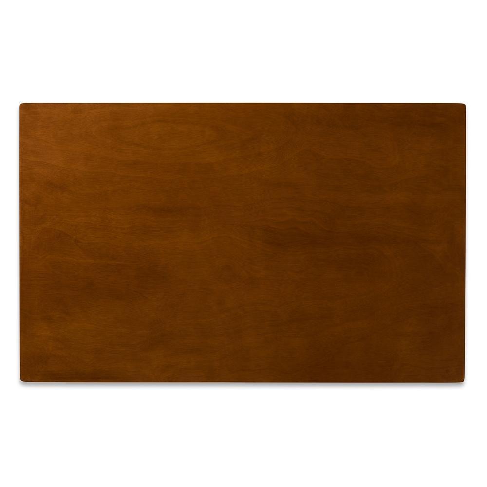 Katya Mid-Century Modern Sand Fabric Upholstered and Walnut Brown Finished Wood 5-Piece Dining Set FredCo