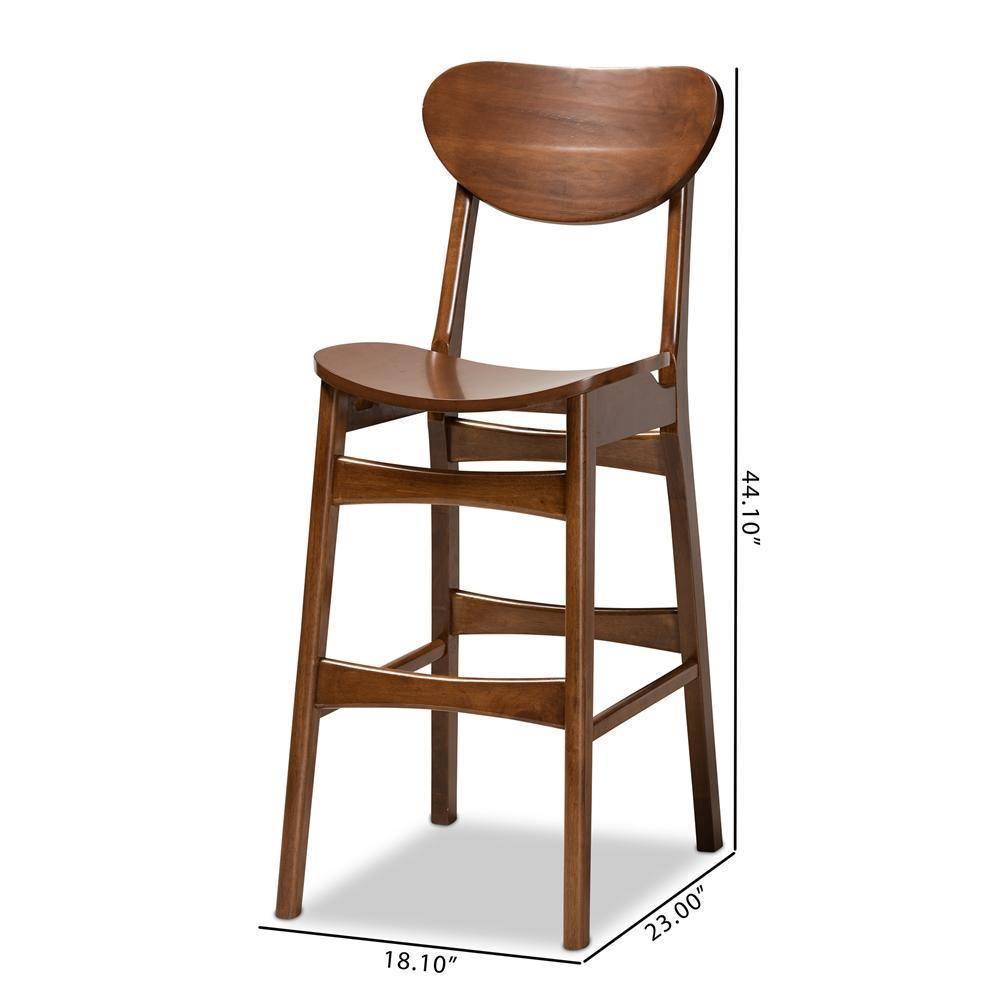 Katya Mid-Century Modern Walnut Brown Finished Wood 2-Piece Bar Stool Set FredCo