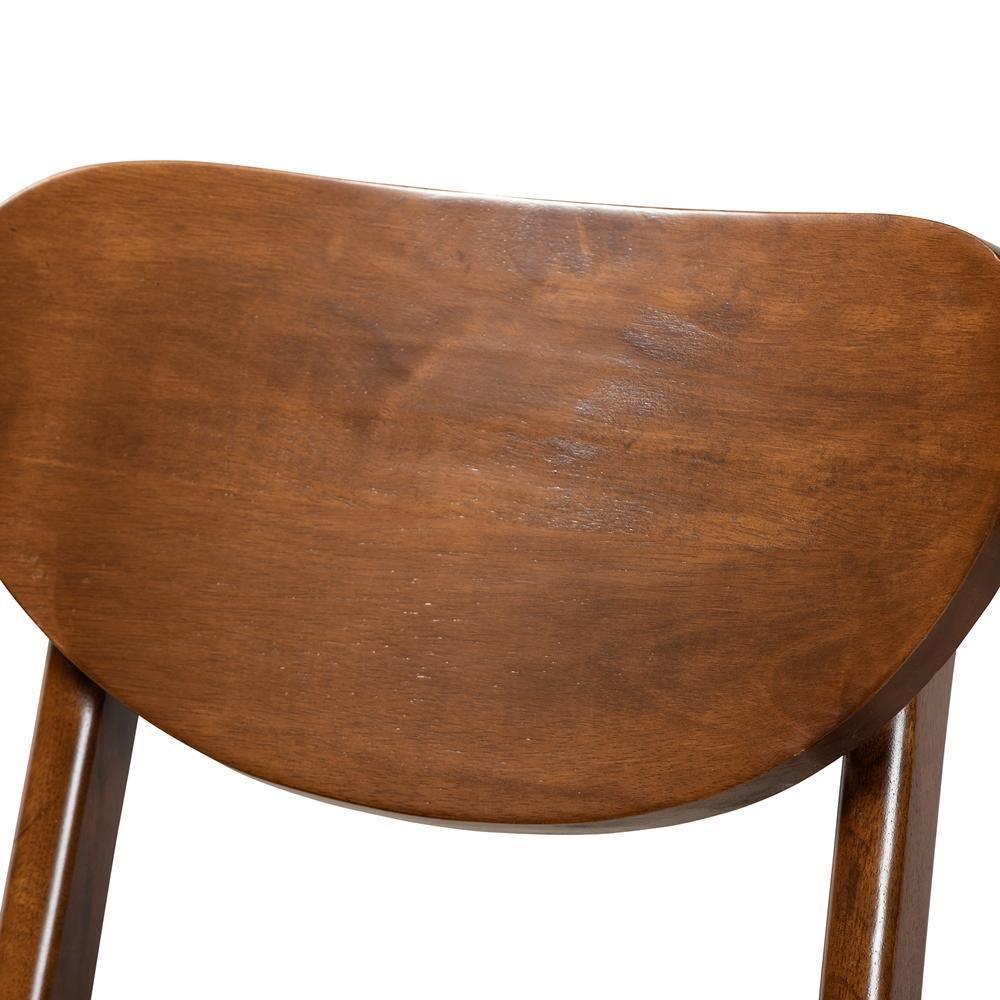 Katya Mid-Century Modern Walnut Brown Finished Wood 2-Piece Bar Stool Set FredCo
