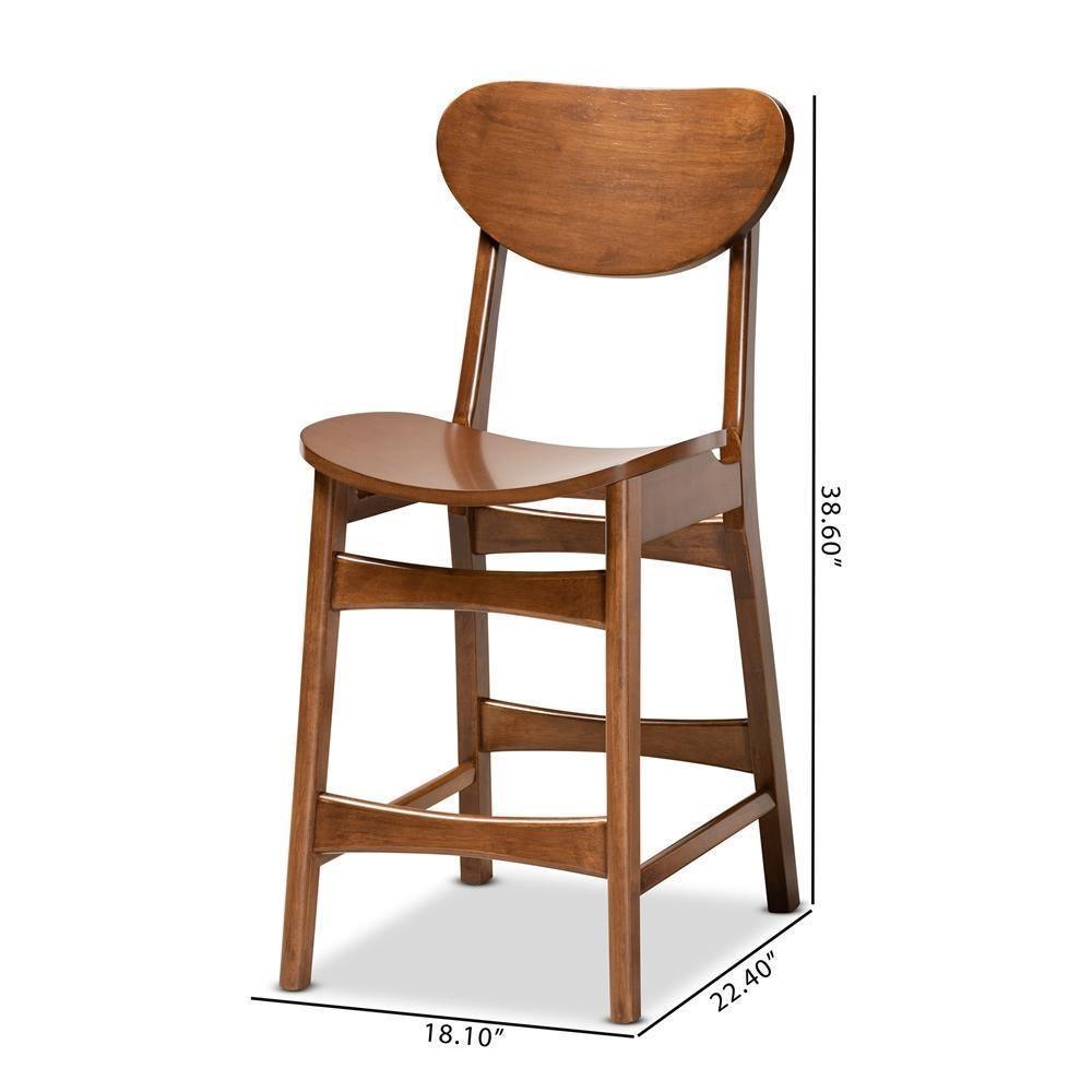 Katya Mid-Century Modern Walnut Brown Finished Wood 2-Piece Counter Stool Set FredCo