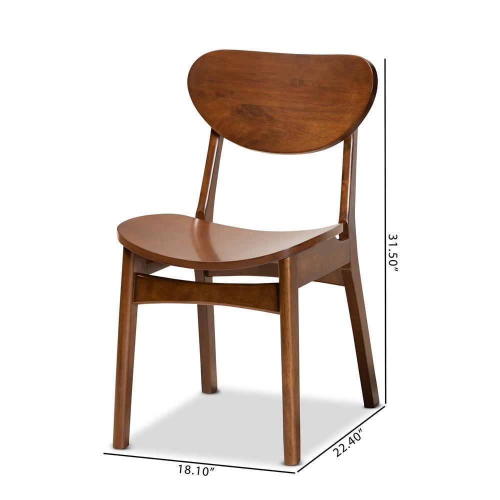 Katya Mid-Century Modern Walnut Brown Finished Wood 2-Piece Dining Chair Set FredCo