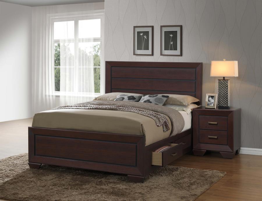 Kauffman Storage Bedroom Set with High Straight Headboard Coaster Queen 4 Piece FredCo