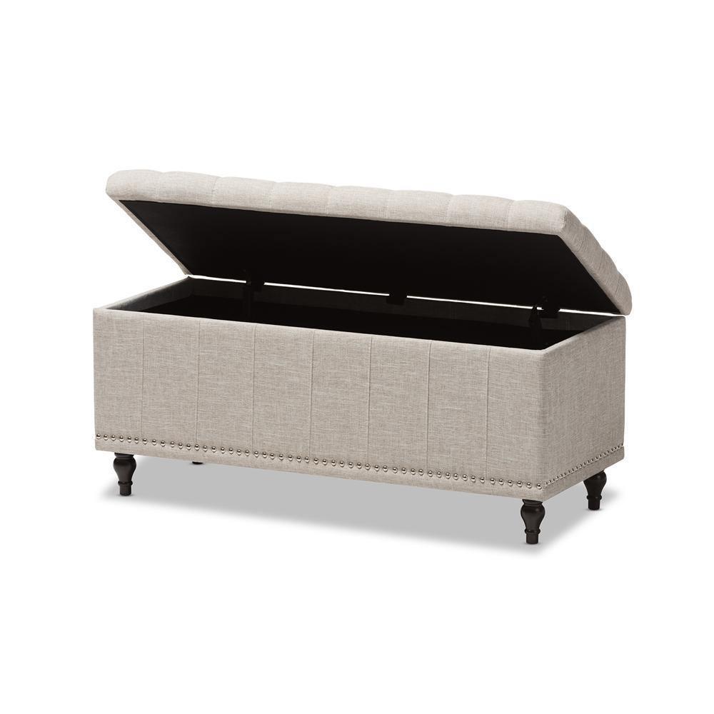 Kaylee Modern Classic Beige Fabric Upholstered Button-Tufting Storage Ottoman Bench FredCo