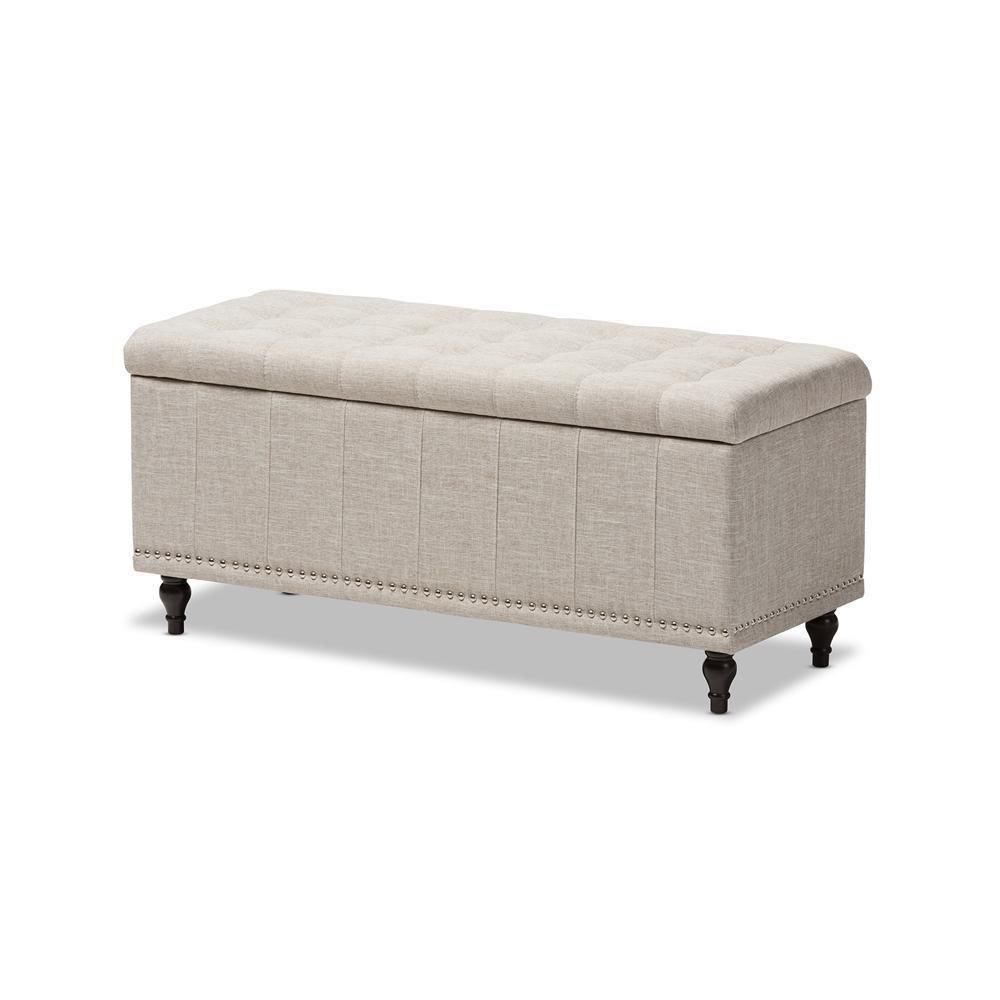 Kaylee Modern Classic Beige Fabric Upholstered Button-Tufting Storage Ottoman Bench FredCo