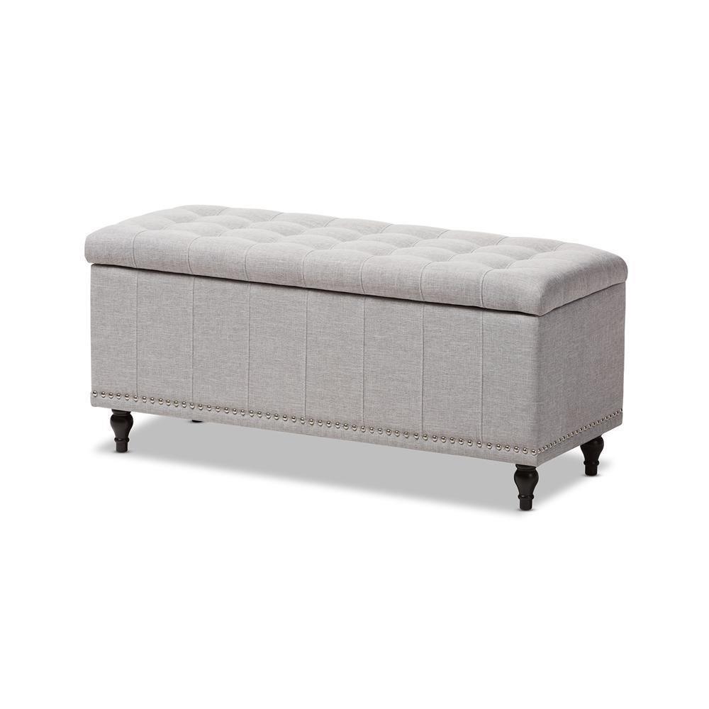 Kaylee Modern Classic Grayish Beige Fabric Upholstered Button-Tufting Storage Ottoman Bench FredCo