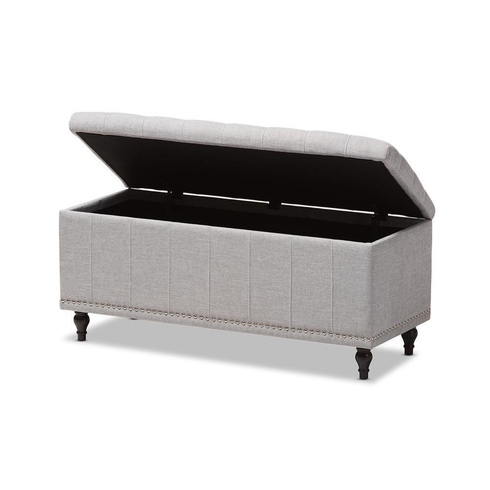 Kaylee Modern Classic Grayish Beige Fabric Upholstered Button-Tufting Storage Ottoman Bench FredCo