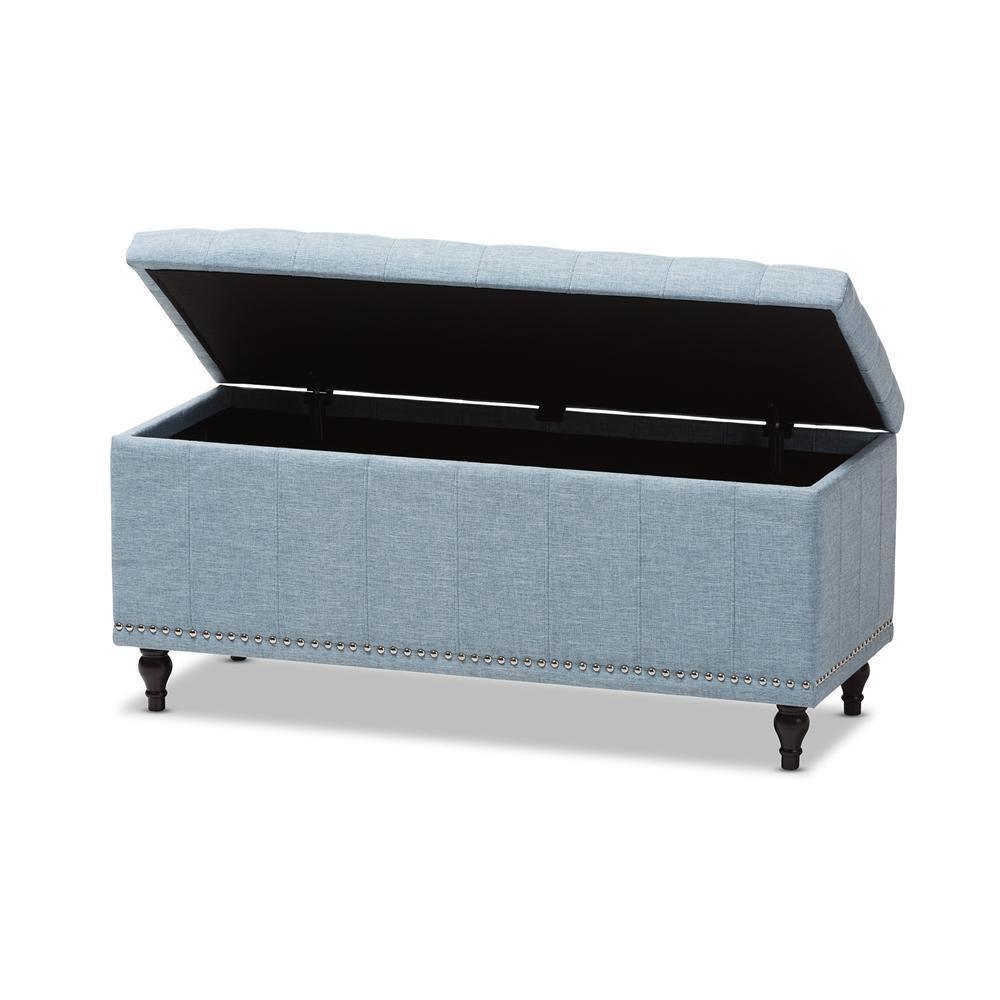 Kaylee Modern Classic Light Blue Fabric Upholstered Button-Tufting Storage Ottoman Bench FredCo
