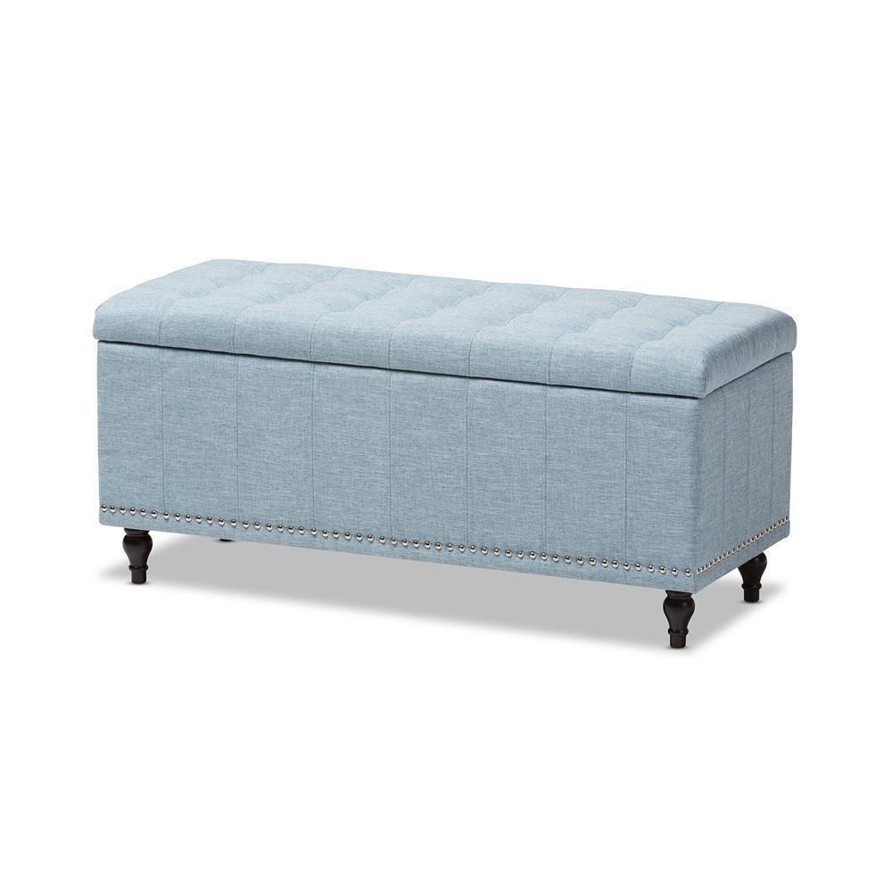 Kaylee Modern Classic Light Blue Fabric Upholstered Button-Tufting Storage Ottoman Bench FredCo