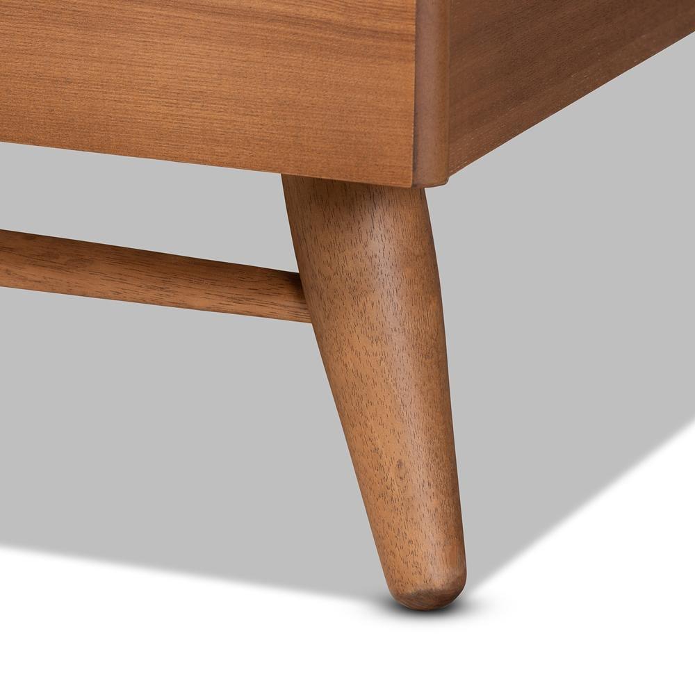 Keagan Mid-Century Modern Transitional Walnut Brown Finished Wood Queen Size Platform Bed FredCo