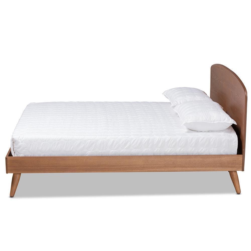 Keagan Mid-Century Modern Transitional Walnut Brown Finished Wood Queen Size Platform Bed FredCo