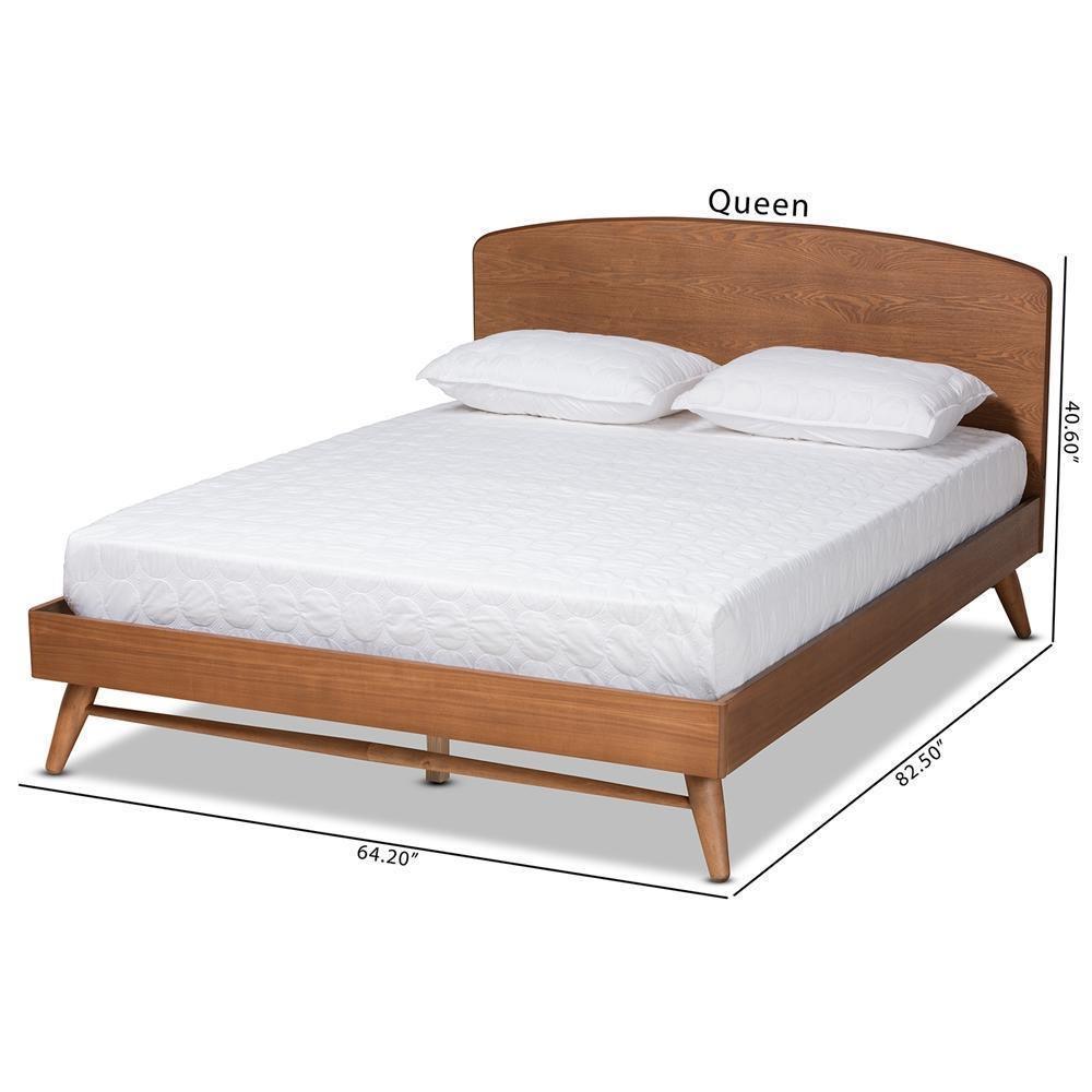 Keagan Mid-Century Modern Transitional Walnut Brown Finished Wood Queen Size Platform Bed FredCo