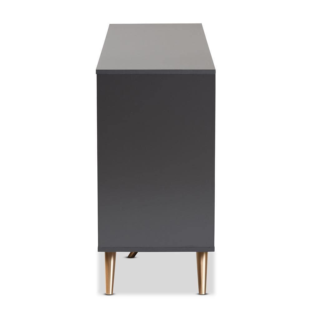 Kelson Modern and Contemporary Dark Grey and Gold Finished Wood 2-Door Sideboard Buffet FredCo